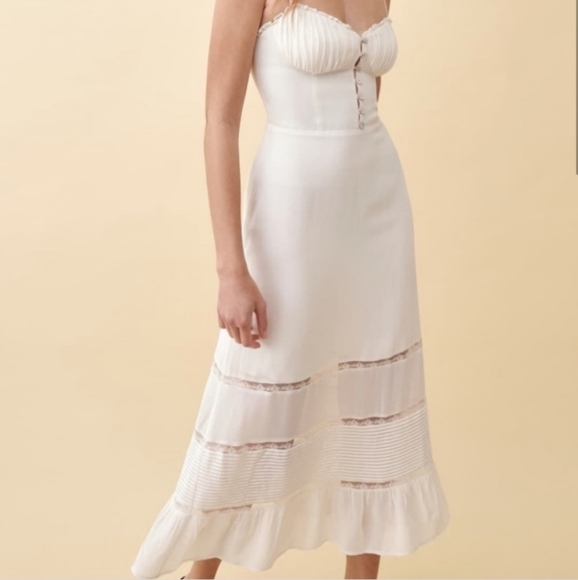Reformation Harvest Dress White Midi Size 10 - Picture 10 of 10